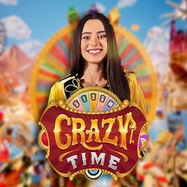 Crazy Time slot visual from Evolution available on rrobocatcasino.com