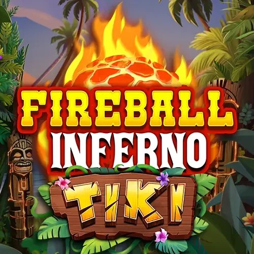 Fireball Inferno Tiki slot logo by NetEnt at Robocat Casino