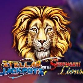 Stellar Jackpots with Serengeti Lions slot logo by Lightning Box Game at Robocat Casino